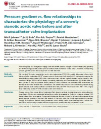 Pressure gradient vs. flow relationships to characterize the physiology of a severely stenotic aortic valve before and after
transcatheter valve implantation