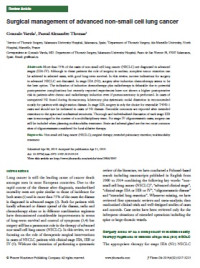 Surgical management of advanced non-small cell lung cancer