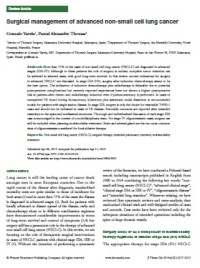 Surgical management of advanced non-small cell lung cancer