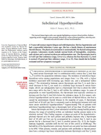 Subclinical Hypothyroidism