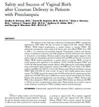 Safety and Success of Vaginal Birth after Caesarian Delivery in Patient with Preeclamsia.