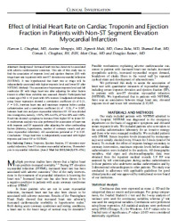 Effect Initial Heart rate Cardiac Troponin & Ejection Fraction on patients with Non -ST Segment Elevation Myocardial Infarction.