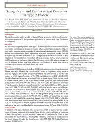 Dapagliflozin and Cardiovascular Outcomes in Type 2 Diabetes