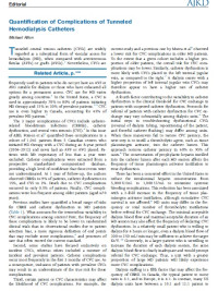 Quantification of Complications of Tunneled Hemodialysis Catheters