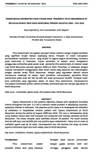 PENGGUNAAN ANTIBIOTIKA PADA PASIEN ANAK PENDERITA TIFUS ABDOMINALIS DI INSTALASI RAWAT INAP RSUD BANYUMAS PERIODE AGUSTUS 2009 – JULI 2010