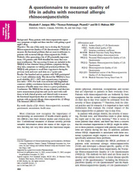 A Questionnaire to Measure Quality of Life in Adults with Nocturnal Allergic Rhinoconjunctivitis