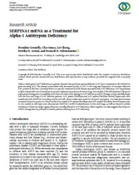 SERPINA1 mRNA as a Treatment for Alpha-1 Antitrypsin Deficiency