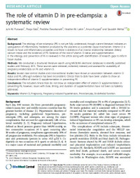 The role of vitamin D in pre-eclampsia: a systematic review