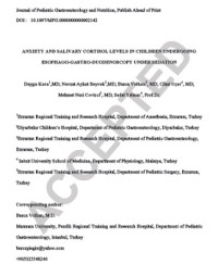 Anxiety and Salivary Cortisol Levels in Children Undergoing Esophago-Gastro-Duodenoscopy Under Sedation