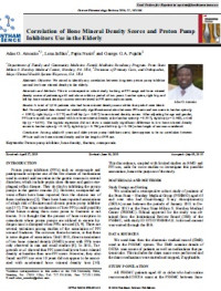 Correlation of Bone Mineral Density Scores and Proton Pump Inhibitors Use in the Elderly