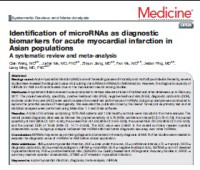 Identification of microRNAs as Diagnostic Biomarkers for Acute Myocardial Infarction in Asian Populations: A systematic review and meta-analysis