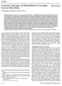 Current Concepts in Hemodialysis Vascular Access Infections