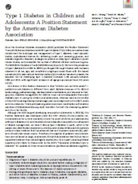 Type 1 Diabetes in Children and Adolescents: A Position Statement by the American Diabetes
Association