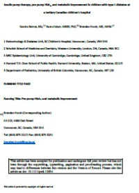 Insulin pump therapy, pre-pump HbA1c and metabolic improvement in children with type 1 diabetes at a tertiary Canadian children’s hospital