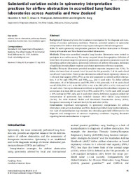 Substantial variation exists in spirometry interpretation practices for airflow obstruction in accredited lung function
laboratories across Australia and New Zealand