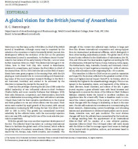 A global vision for the British Journal of Anaesthesia