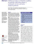 Global prevalence of diabetes mellitus in patients with tuberculosis: a systematic review and metaanalysis protocol