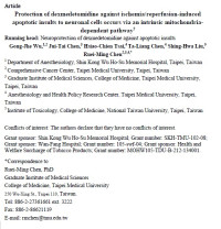 Protection of dexmedetomidine against ischemia/reperfusion-induced apoptotic insults to neuronal cells occurs via an intrinsic mitochondria-dependent pathway