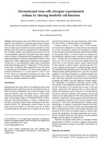 Mesenchymal stem cells abrogate experimental asthma by altering dendritic cell function