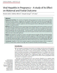 Viral Hepatitis in Pregnancy – A study of its Effect on Maternal and Foetal Outcome