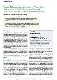 Targeted Therapy as an Alternative to Whole-Brain Radiotherapy in EGFR-Mutant orALK-Positive Non–Small-Cell Lung Cancer With Brain Metastases