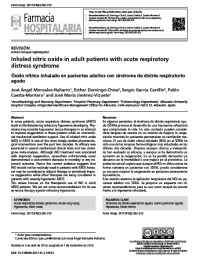 Inhaled nitric oxide in adult patients with acute respiratory distress syndrome