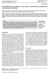 Fatal diphtheria myocarditis in a 3-year-old girl—related to late availability and administration of antitoxin?