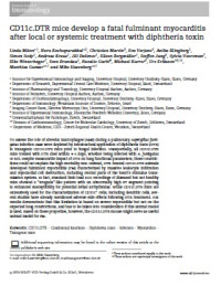 CD11c.DTR mice develop a fatal fulminant myocarditis after local or systemic treatment with diphtheria toxin