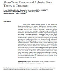 Short-Term Memory and Aphasia: From Theory to Treatment