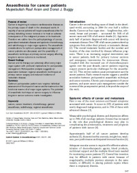 Anaesthesia for cancer patients