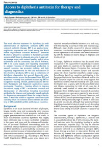 Access to diphtheria antitoxin for therapy and diagnostics