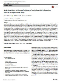 Acute hepatitis A is the chief etiology of acute hepatitis in Egyptian children: a single-center study