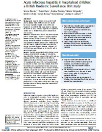 Acute infectious hepatitis in hospitalised children: a British Paediatric Surveillance Unit study