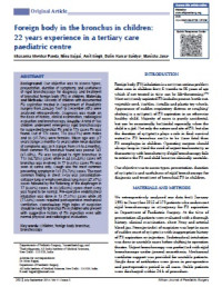 Foreign body in the bronchus in children: 22 years experience in a tertiary care paediatric centre