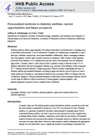 Personalized medicine in diabetes mellitus: current opportunities and future prospects