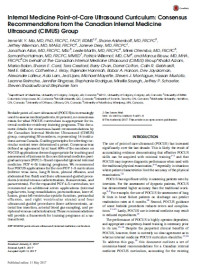 Internal Medicine Point-of-Care Ultrasound Curriculum: Consensus Recommendations from the Canadian Internal Medicine
Ultrasound (CIMUS) Group