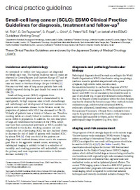 Small-cell lung cancer (SCLC): ESMO Clinical Practice Guidelines for diagnosis, treatment and follow-up