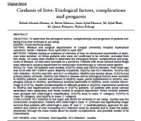 Cirrhosis of liver: Etiological factors, complications and prognosis