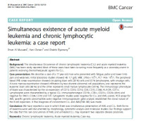 Simultaneous existence of acute myeloid leukemia and chronic lymphocytic leukemia: a case report