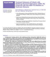 Treatment Outcomes of Patients with Multidrug-Resistant Tuberculosis (MDR- TB) Compared with Non-MDR-TB Infections in Peninsular Malaysia