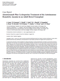 Alemtuzumab Plus Cyclosporine Treatment of the Autoimmune Hemolytic Anemia in an Adult Bowel Transplant