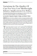 Variations In The Quality Of Care For Very-Low-Birthweight Infants: implications For Policy