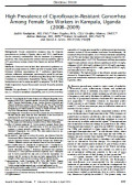 High Prevalence of Ciprofloxacin-Resistant Gonorrhea Among Female Sex Workers in Kampala, Uganda (2008Y2009)