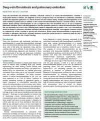 Deep vein thrombosis and pulmonary embolism