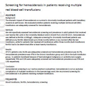 Screening for hemosiderosis in patients receiving multiple red blood-cells transfusions