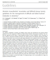 Obstetric Anaesthetists’ Association and Difficult Airway Society guidelines for the management of difficult and failed tracheal intubation in obstetrics