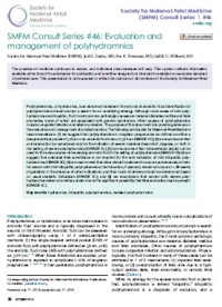 SMFM Consult Series #46: Evaluation and management of polyhydramnios