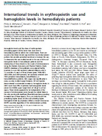 International trends in erythropoietin use and hemoglobin levels in hemodialysis patients