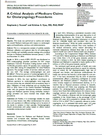 A Critical Analysis of Medicare Claims
for Otolaryngology Procedures