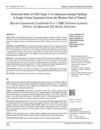 Decreased Rate of CKD Stage V at Admission Among Children:
A Single-Center Experience from the Western Part of Turkey
